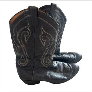 Tony Lama Black‎ cow boy men boots 12 EE